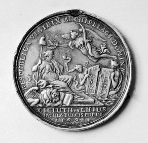 view M0005460: Medal from 1694 depicting the Capture of Chios