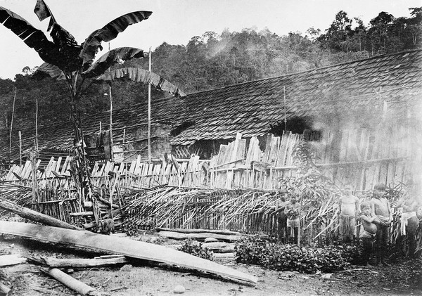 A Kenyan house fenced in for protection against enemies. The Baran and Batang Kenyan tribes.