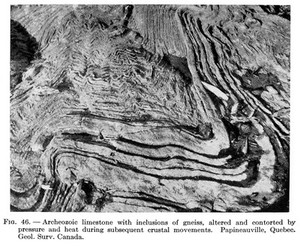 view M0006020: Archeozoic limestone with inclusions of gneiss