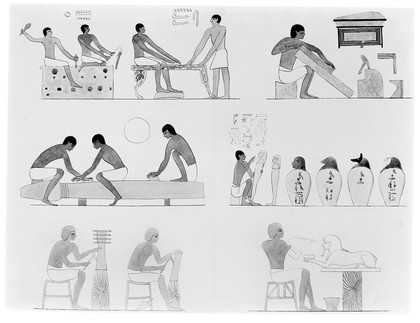 Making Egyptian funeral furniture, Thebes