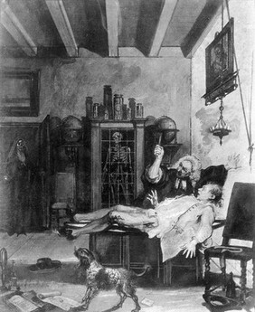 M0006915: Scene from Krispinjn Medicyn depicting  Krispyn being saved by a ghost