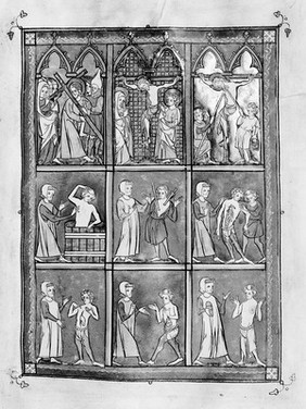 M0006994: Manuscript page from <i>Roger Frugardi, Chirurgia, and other medical miscellany</i> depicting scenes of surgery
