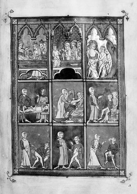 M0006996: Manuscript page from <i>Roger Frugardi, Chirurgia, and other medical miscellany</i> depicting scenes of surgery