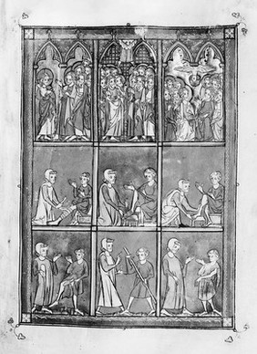 M0006998: Manuscript page from <i>Roger Frugardi, Chirurgia, and other medical miscellany</i> depicting scenes of surgery