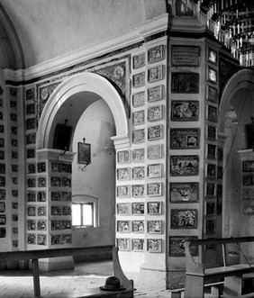 Votive tablets in the Church of Santa Marie de Bagni. Deruta.
