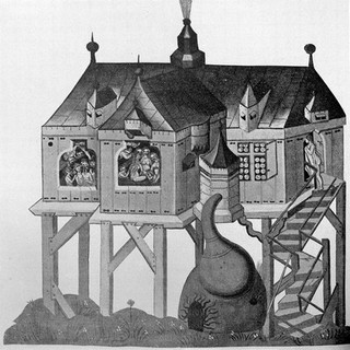 M0007329: Illustration of early 15th century bath house with steam heating