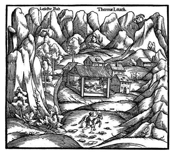 M0007334: Illustration of a bath house at Leuchen