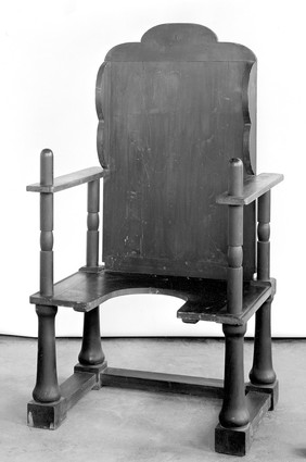 Model of parturition chair,17th century, described by Heister 1770