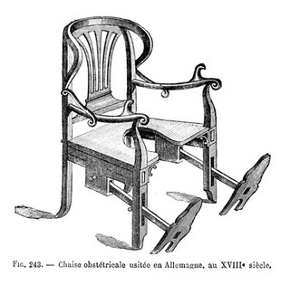 Parturition chair, designed by John Christopher, 1791.