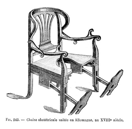 M0007451: Illustration of a  parturition chair designed by John Christopher, 1791