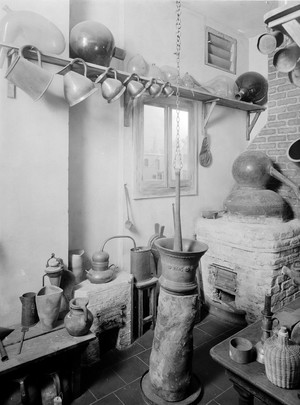 view John Bell & Company (chemists), 225 Oxford Street, London. View of the laboratory at the back of the shop