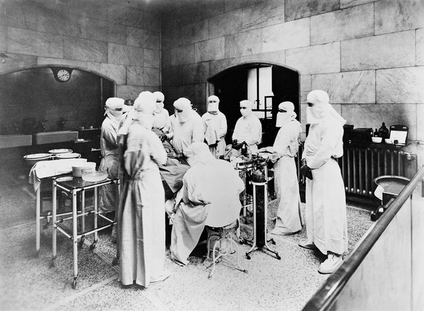 An operation in progress at the Middlesex Hospital., 1927.