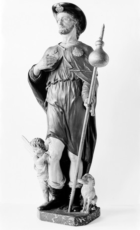 Carved wooden figure of St. Roc