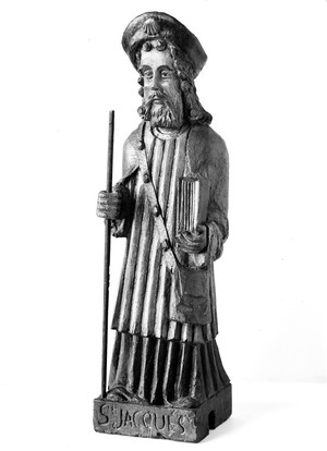 view Carved wooden figure of Saint Jacques Major