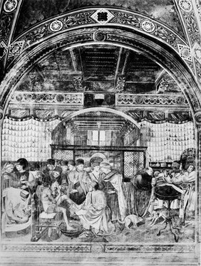 M0007951: Fresco from Santa Maria della Scala, Siena depicting the care and management of the sick