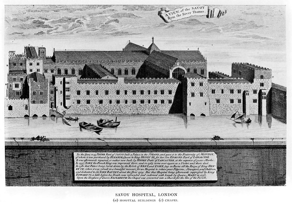 M0007986: Savoy Hospital, London, from Clay: <i>The medieval hospitals of England</i>