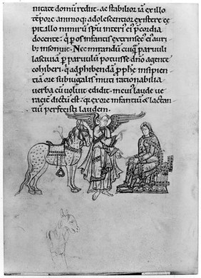 M0008001: Healing of St Cuthbert's knee by a stranger, 12th century