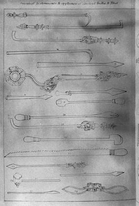 M0008167: Tibetan and Indian surgical instruments