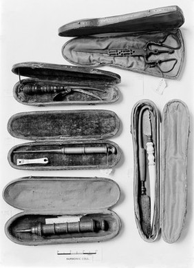 Surgical knife, lithotomy, syringes, 15th-17th century.