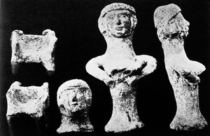 view Ancient Canaanite Teraphim. Figurines of fertility goddess.