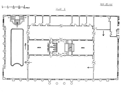 Plan of Wellcome museum galleries: 3rd floor showing new arrangement, 1942, Dr Daukes scheme: cosmogony, evolution, prehistory, primitive medicine, Chinese, Japanese, Mexican, library etc...