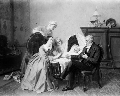 "The physician's verdict". Oil painting by Emile Carolus Leclercq, 1857.