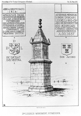 Monument for Duncan Liddel, Pitmeddon.