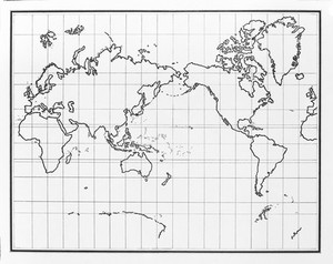 view Map of the world in outline, with pacific in centre.