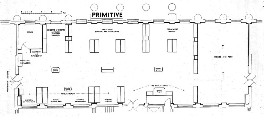 Wellcome museum: plan of Primitive Gallery, 3rd floor, north shwoing arrangement. January 1944.