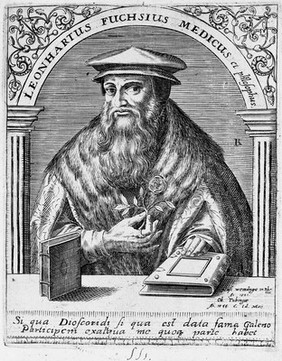 Leonard Fuchs. Line engraving by T. de Bry.