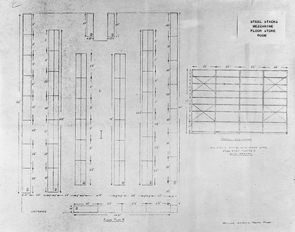 Wellcome library: steel stacks, store room