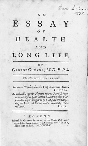 An essay of health and long life / By George Cheyne.