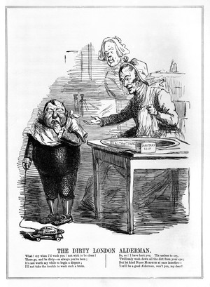 view 'The Dirty Alderman', engraving in Punch.