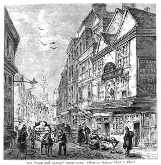 The 'Cock and Magpie', Drury Lane. From an original sketch in 1840.