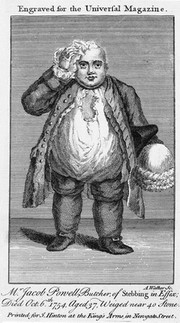 Jacob Powell, who died weighing almost 40 stone. Line engraving by A. Walker.