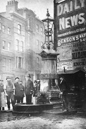 The Aldgate Pump in 1874.