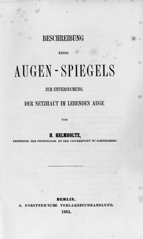 Title page form Heimholtz, Beschreibung eines...1851