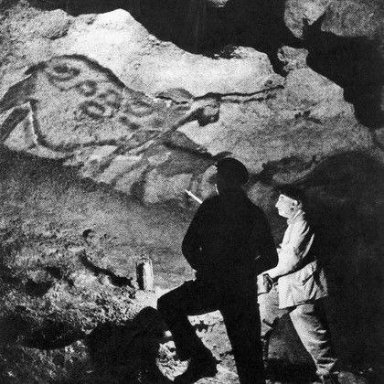 Abbe Breuil in Lascaux caves at La Mouthe