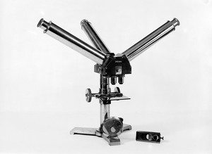 view Achromatic Microscope for three observers. Made by Agrens. The instrument has three tubes.