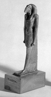 Figure of Thoth, Egyptian Moon God, divinity of wisdom - and was the possessor of every kind of knowledge including medicine. From a figure in Wellcome trust.