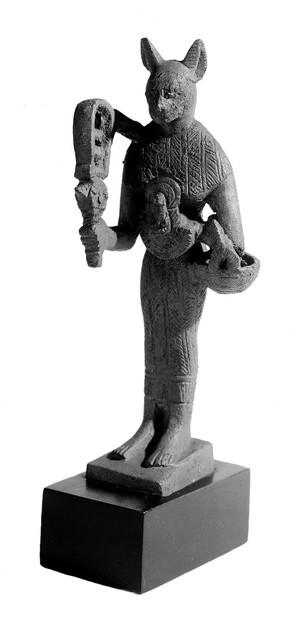 view Figure of Bastet, Egyptian deity (Ubastet). A healing goddess to whom the orgin of the healing art was ascribed.