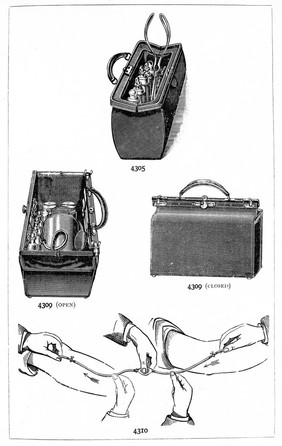 Midwifery bags, used 1900, from Krohne & Sesemann catalogue