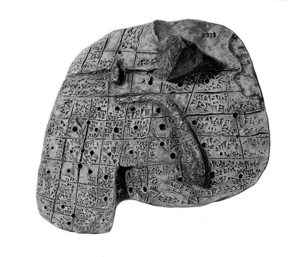 Clay model of a sheep's liver, Babylonian Temple School