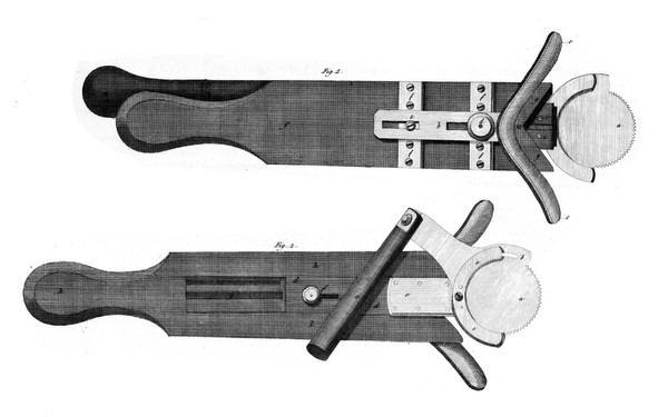 Instruments for removing a portion of the tibia.