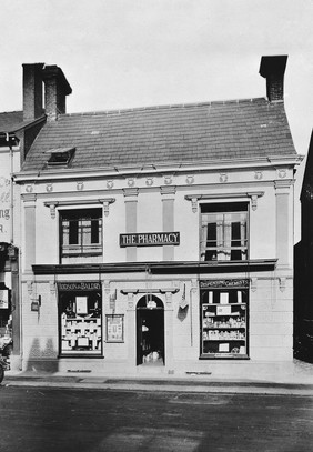 Shop of the chemists Hodson & Baldry, Tenbury Wells; [associated with Hickman: where H. had his