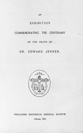 Pamphlet for exhibition on E. Jenner.