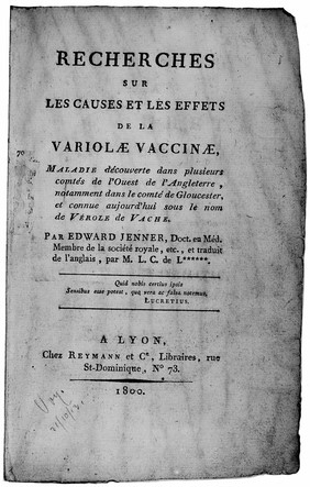 Recherches . ., translation of E. Jenner 1800.