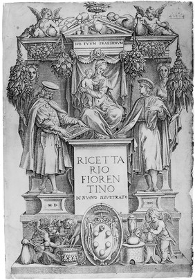 M0011854: Reproduction of the title page from Ricettario fiorentino di nuovo illustrato, 1957