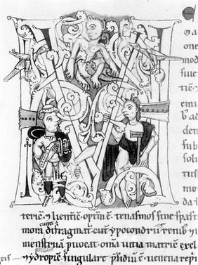 Illuminated "V": cripple and other figures