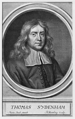 view Thomas Sydenham. Line engraving by A. Blooteling, 1676, after Mary Beale, 1672.